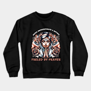 Never Underestimate a Mother Fueled by Prayer Illustration Design Crewneck Sweatshirt